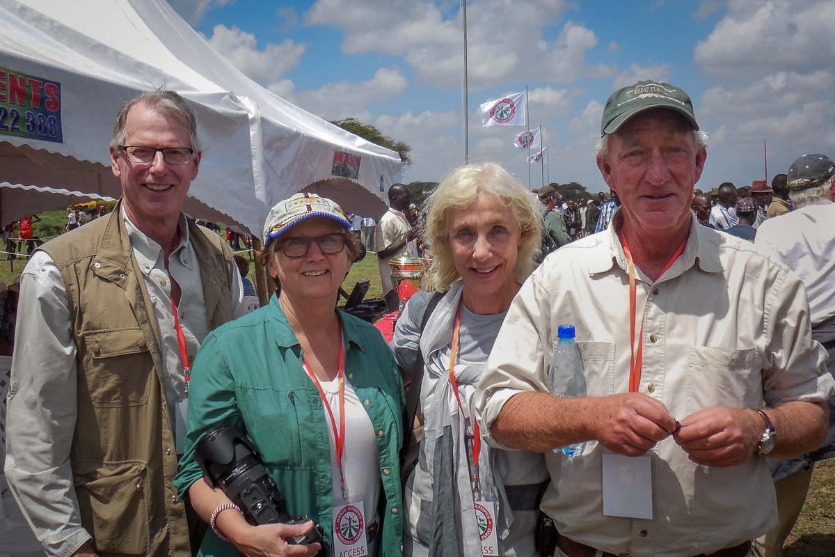 L to R: Lewis & Barbara Hollweg; Dr. Maggie Essen (Educational Programs Manager, Chester Zoo, UK); Richard Bonham (Co-Founder of Big Life Foundation and recipient of 2014 Prince William Award for Conservation in Africa).